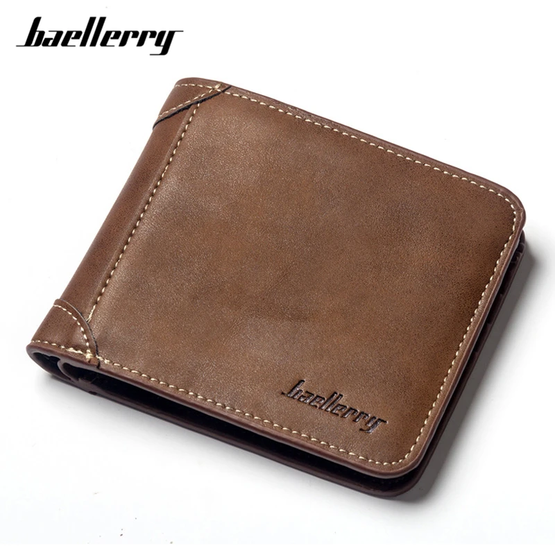Baellerry Vintage Designer Men Wallet Matte Leather Brand Card Holder Short Male Wallet High Quality  Man Slim Purse No Zipper