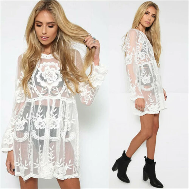 Женское пляжное платье-парео пляжный кардиган с цветочной вышивкой купальный