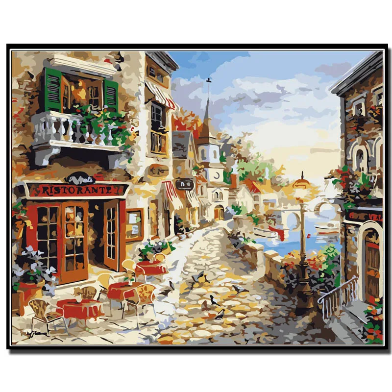 Краска по номерам Часовая башня Лондона Сделай Сам Рисунок раскраска на холсте