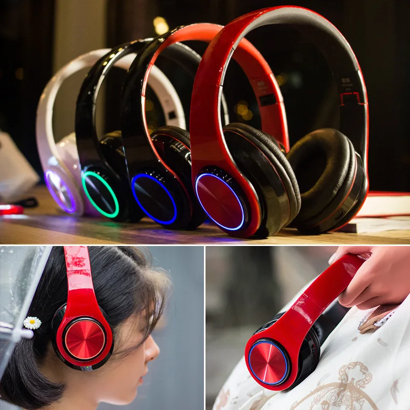 BH3 Bluetooth наушники TF Aux Mp3 плеер светящиеся Беспроводной складной бас стерео