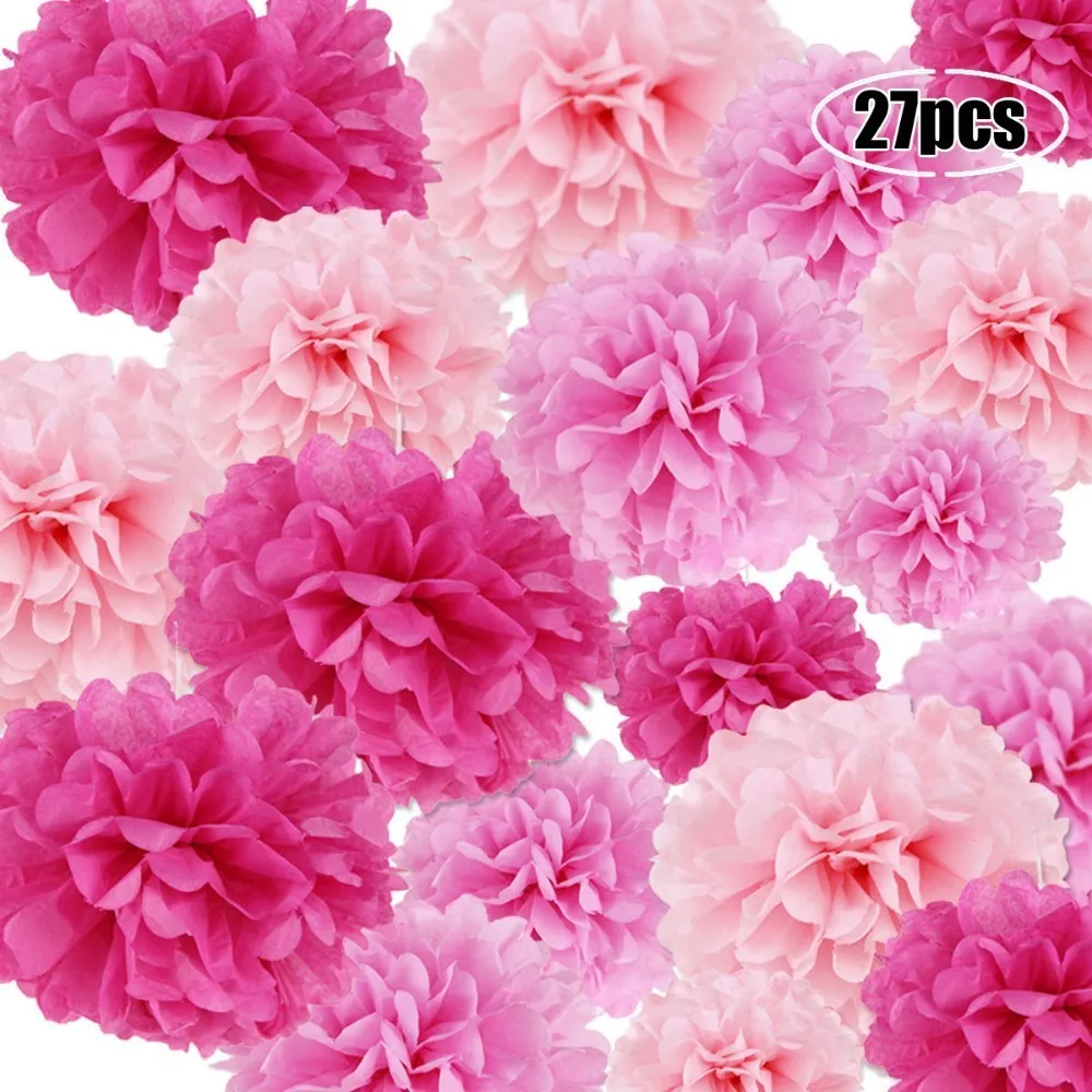 Свадебные украшения (бледно-розовый ярко-розовый ярко-розовый) 27 шт. оберточная