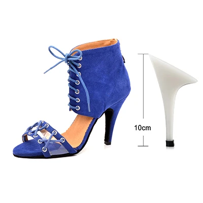 Blue 10cm Ladingwu/модные ботинки для латинских танцев; женская обувь для сальсы; Танцевальная обувь с мягкой подошвой; Обувь для бальных танцев; замшевая и полиэфирная обувь - Color: Blue 10cm