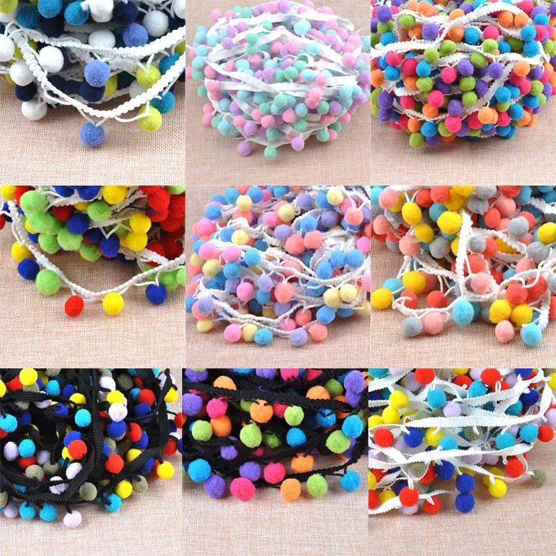 

12 design 15mm Pompon Ball Trims Ribbon DIY Sewing Accessory Lace decoration 2 yard/lot DIY CP1542