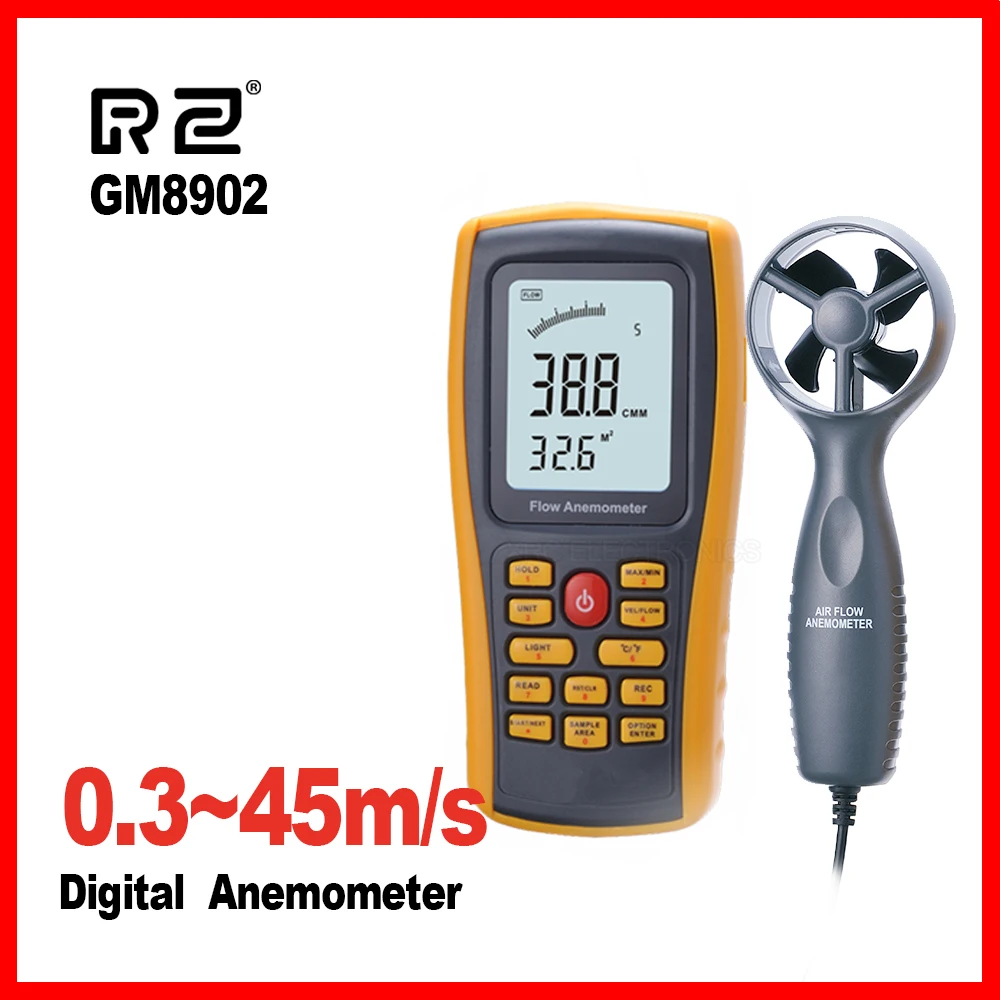 Цифровой ручной анемометр GM8902 измеритель скорости ветра 45 м/с USB|Приборы для измерения скорости| |