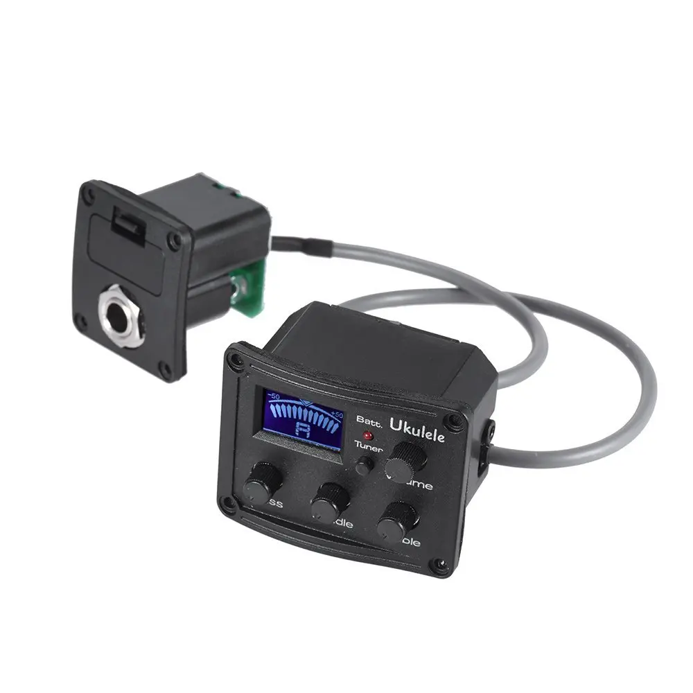Color Screen Ukulele Hawaii Acoustic Guitar Pickup EQ Equalizer System With Tuner (Batt Volume Bass Middle Treble) | Спорт и