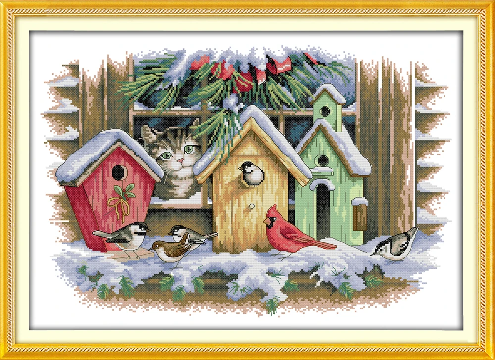 Набор для вышивки крестиком Bird house aida 14ct 11ct с напечатанным предметом вышивка