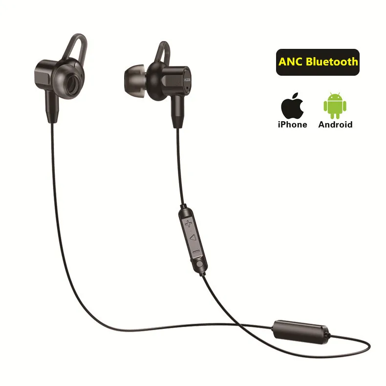 Enlarge ANC Earphone Active Noise Cancelling Earbud Bluetooth 4.2 in-Ear Mic Line Control Magnetic Sport Music Sports wireless earphones