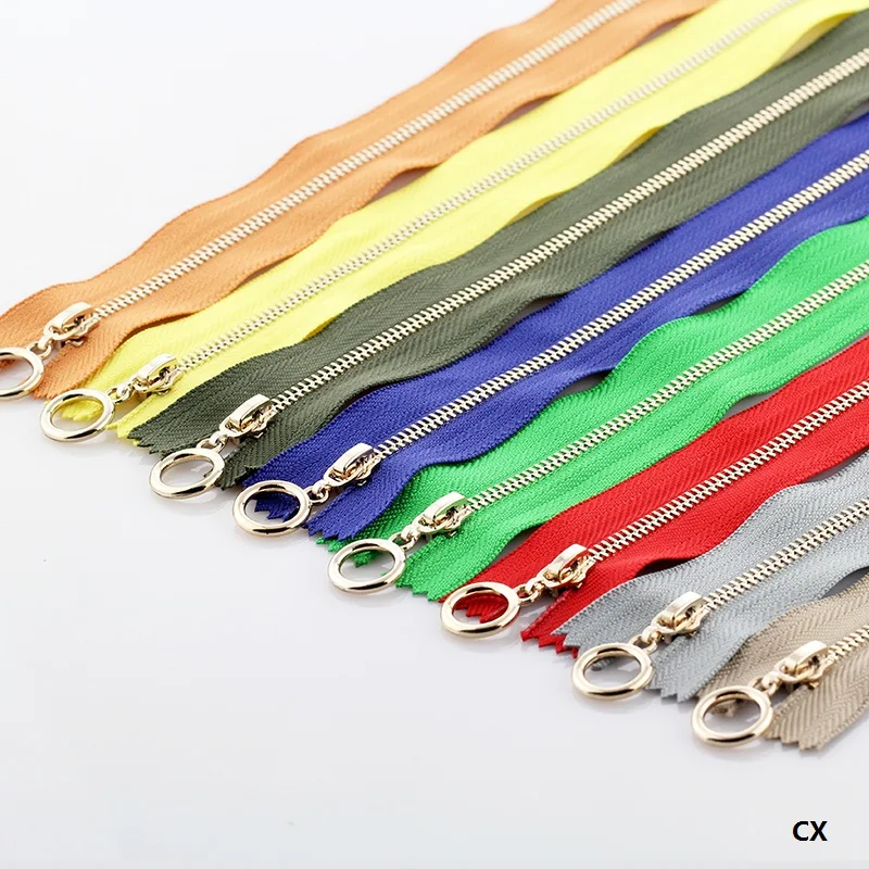 Металлическая молния 3 # для шитья медная короткая сумок карманный кольцевой