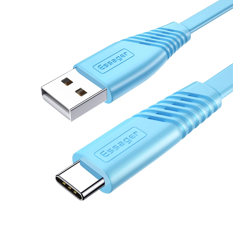 Blue Кабель Essager usb type-C для samsung Xiaomi Redmi Note 8 7 K20 OnePlus 7 Pro провод для быстрой зарядки кабель USBC type-c USB-C зарядное устройство - Цвет: Blue
