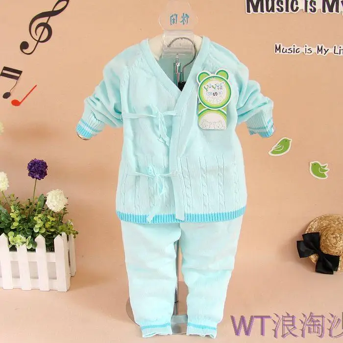 

autumn 2013 Newborn clothes cotton sweater baby cotton 100% lacing sweater sets
