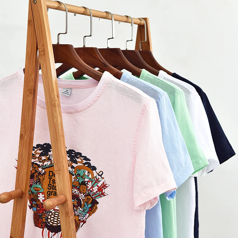 Новое поступление 2017 футболка из чистого льна в итальянском стиле мужская летняя