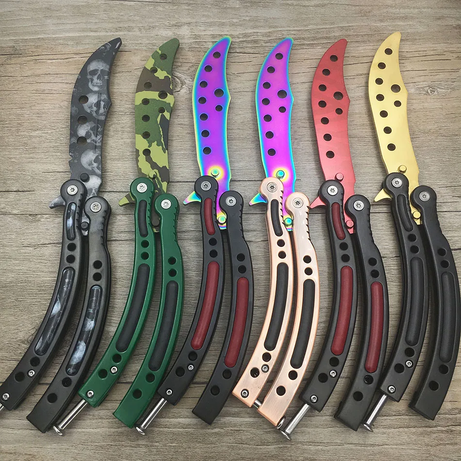 CS GO бабочка в ноже Karambit нож практика складной нож бабочка тренажер игра нож тупое лезвие без края инструмент