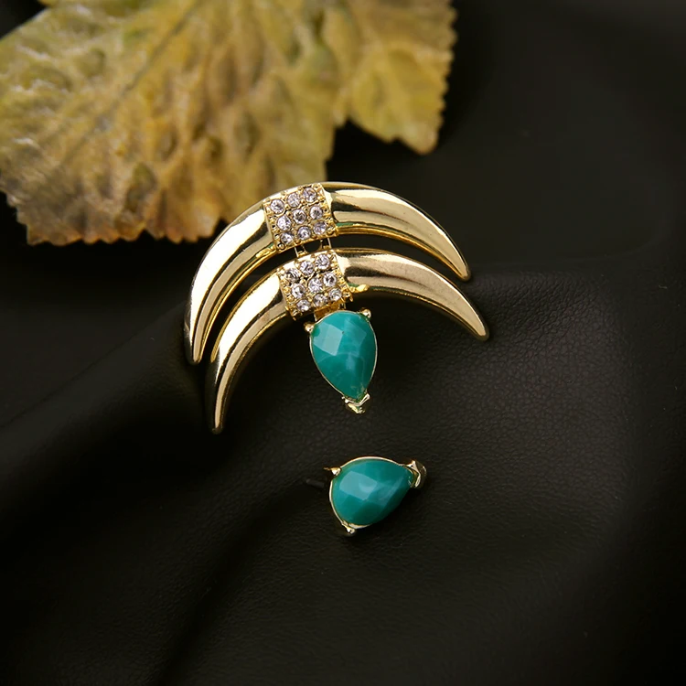 New Arrival Luxury Europe Fashion Moon Blue Stone Earrings Women Brincos Vintage Bijoux Jewelry Gift E5245 | Украшения и