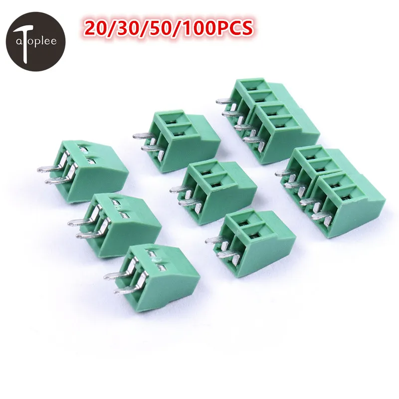 Популярные 20/30/50/100 шт. 2 полюса/2Pin 54 мм PCB Универсальный винтовой клеммный блок