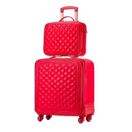 16 inch a set LeTrend Высококачественная Роскошная брендовая сумка на колёсиках, набор, Спиннер, высокая емкость, тележка, Ретро стиль, из искусственной кожи, 16/20 ', чемодан на колесиках - Цвет: 16 inch a set