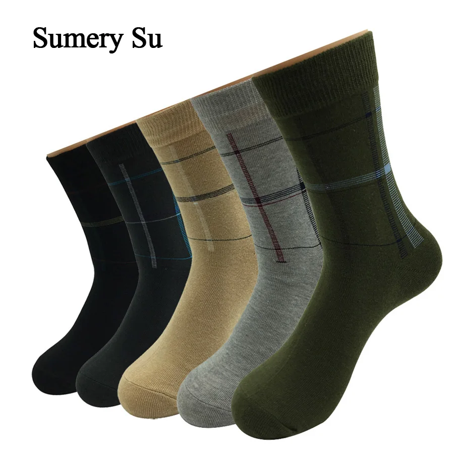 5 Pairs/Lot Socks Men Dress Wedding Crew Healthy Cotton Casual Long Breathable Soft Socks Gift for Male