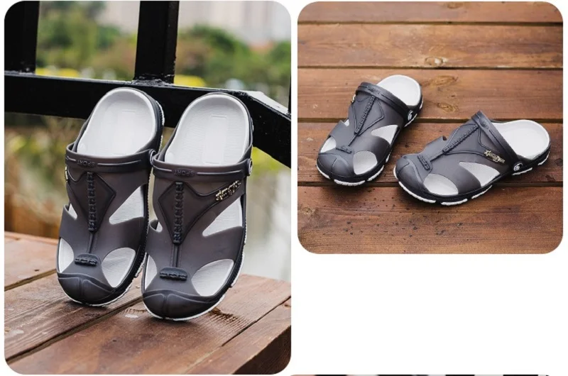 Xiaguocai Лето Мужские тапочки, Slip-On Дачная обувь, дышащая Мужские сандалии, плюс Размеры мужская пляжная обувь Сланцы
