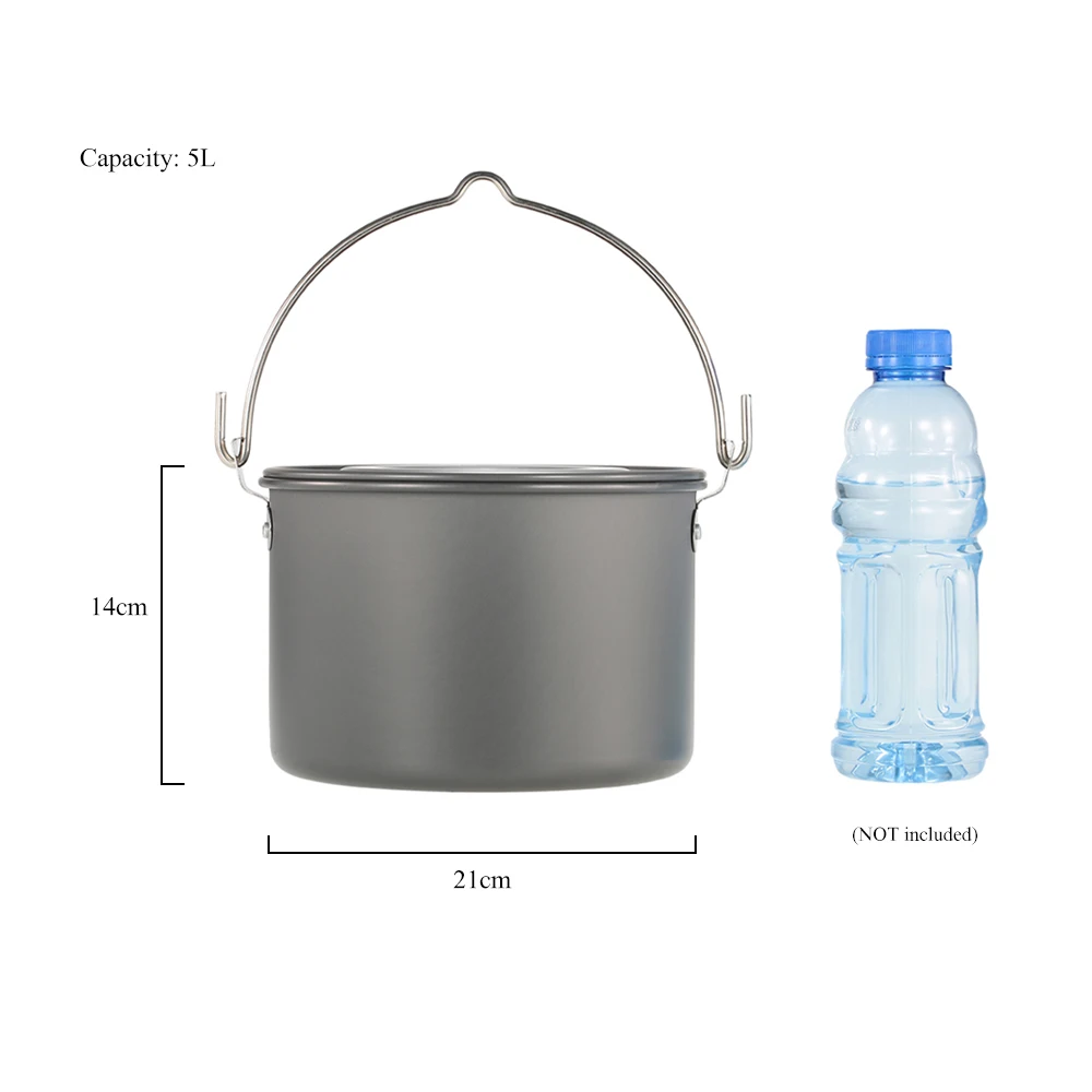 Lixada 5L кухонная утварь кастрюля для приготовления пищи на открытом воздухе набор
