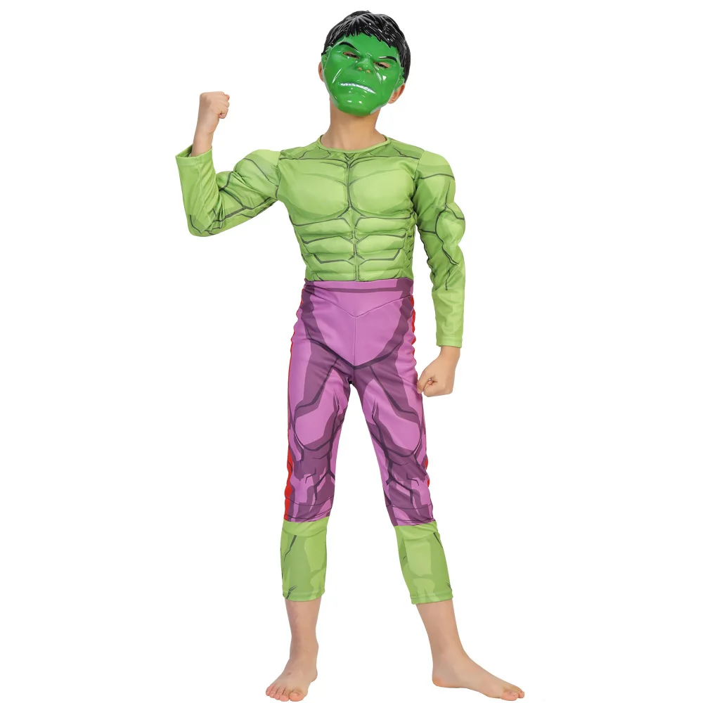 A jumpsuit and mask Костюм Халка для детей, для мальчиков, Невероятные детские супергерои, Мстители, Халк, Брюс, баннер, Маскарадные костюмы на Хэллоуин - Цвет: A jumpsuit and mask