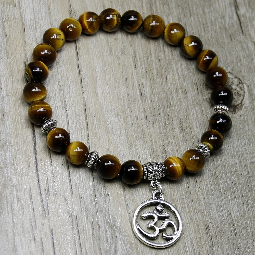 Браслет с натуральными бусинами 8 мм для мужчин и женщин эластичный браслет из