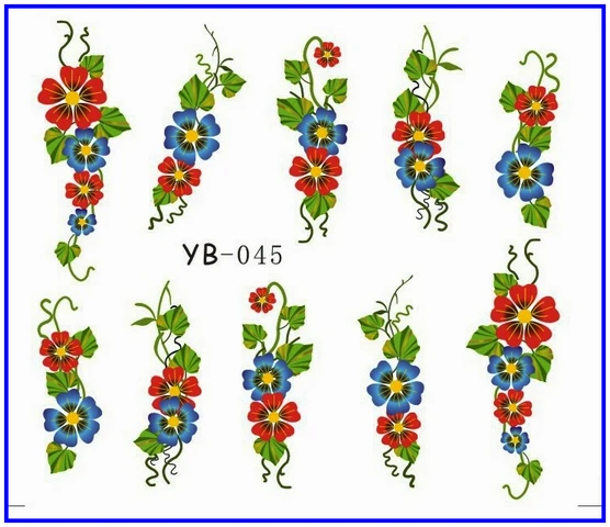 YB045 1х стикер для ногтей большой цветок лоза Лилия переводные наклейки на ногти Opp рукав упаковочная YB043-048 - Цвет: YB045