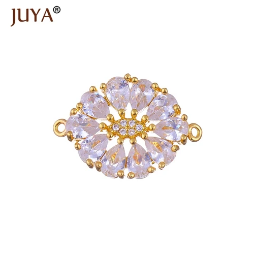 gold Фурнитура для бижутерии, кристалл цветок коннектор, для производства серег, браслетов, колье,фурнитура для сережек - Цвет: gold