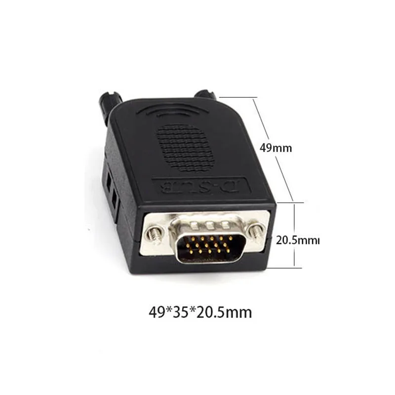 Позолоченный Разъем DB15 для пайки из чистой меди без VGA 3 ряда 15 контактов