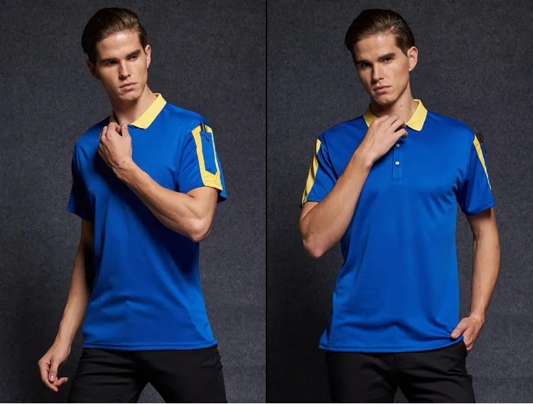 Рубашка-поло c карманом Для мужчин короткий рукав Slim Fit Повседневное Для мужчин рубашки поло Быстросохнущий полиэстер дышащий брендов одежды на заказ летние