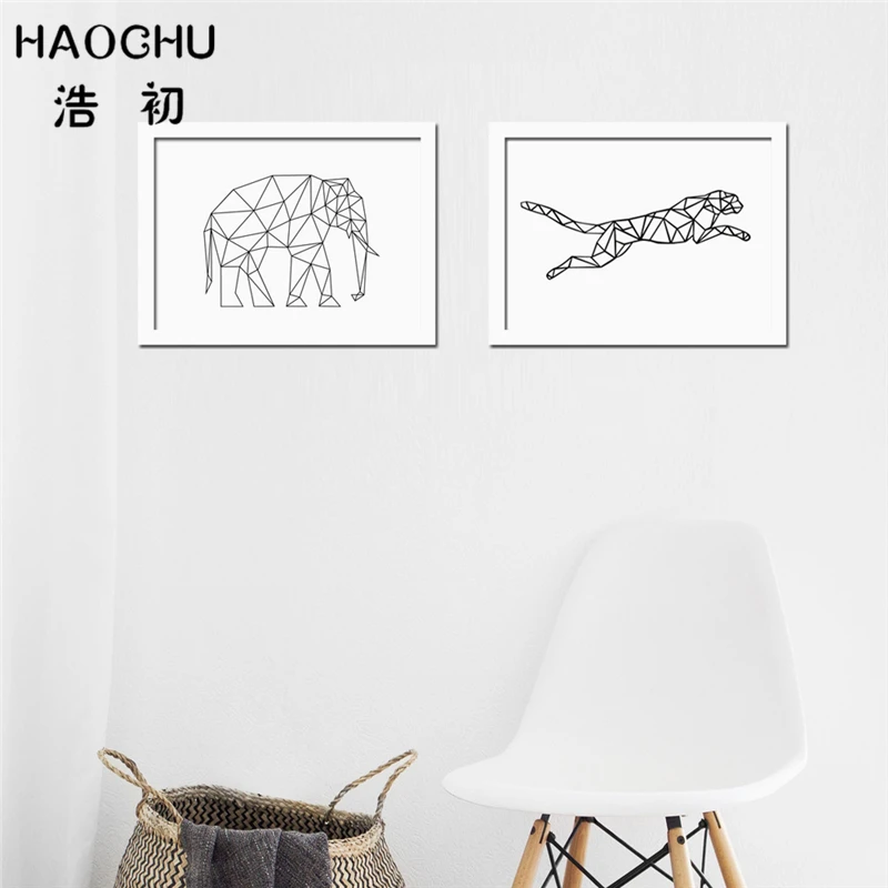 HAOCHU красочная точка кавайные очки кролик абстрактная линия животные Холст