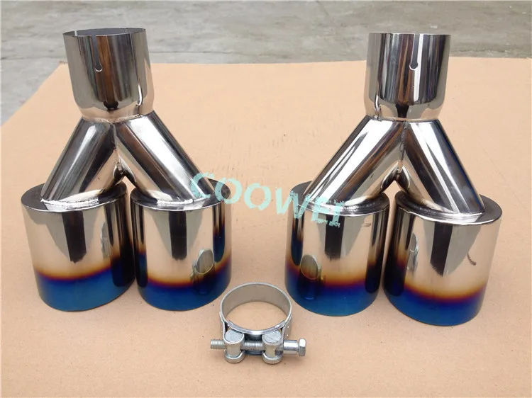 Выхлопная труба с двумя наконечниками универсальный глушитель из нержавеющей