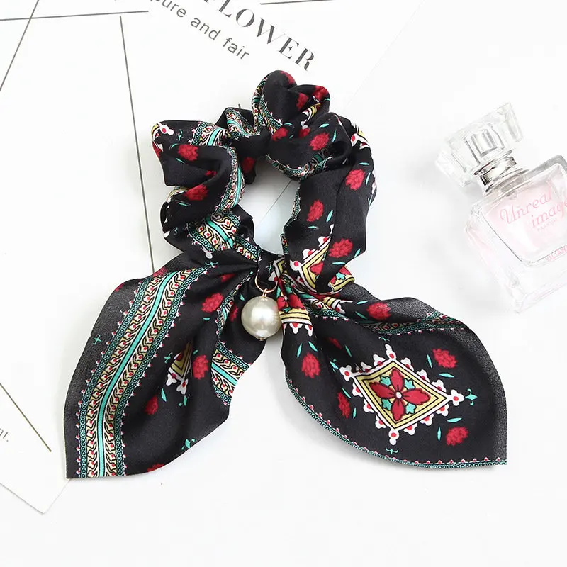 Style 22 Ruoshui Boho шифон резинки для женщин мягкие шелковые галстуки для волос девушки конский хвост держатели жемчуг эластичная резинка для волос аксессуары для волос - Цвет: Style 22