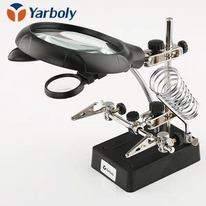 Подставка для паяльника 3 в 1, паяльная станция MG16129-C, сварочное увеличительное стекло, Вспомогательный зажим с 5 светодиодный, инструмент для ремонта лупы