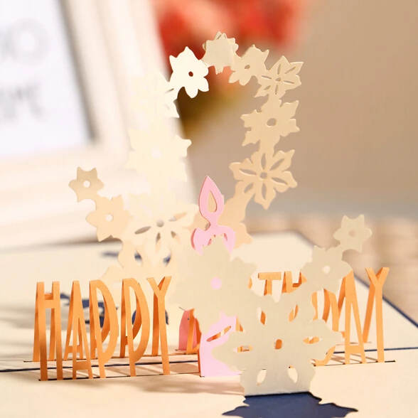 

10 шт. полые цветочные Киригами ручной работы Оригами 3D всплывающие поздравительные открытки Открытка для подарка на день рождения