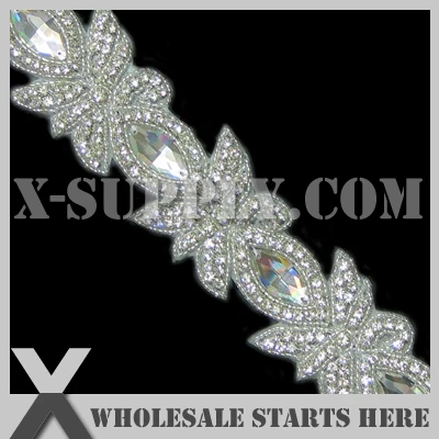

(6.5cm Width) Bertha Crystal Rhinestone Applique Bridal Trimming for Wedding Sash
