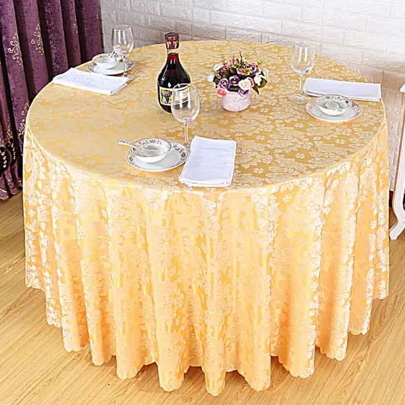 

Meijuner 100% Polyester Floral Printed Round Tablecloth For Wedding Hotel Table Decor Dining Tablecover Jacquard Green MJ039