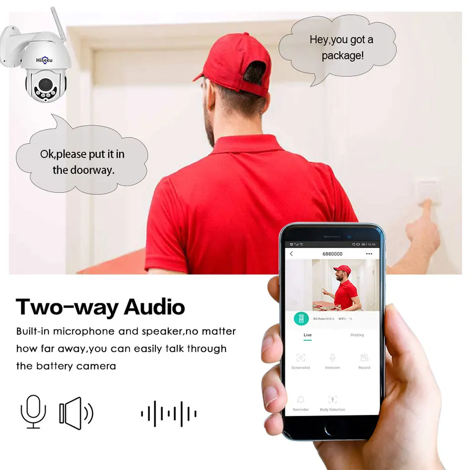 Hiseeu 1080P Wi-Fi IP Камера PTZ 5x Оптический зум Скорость купол Камера открытый Водонепроницаемый 2mp CCTV наблюдения 2 двухстороннее аудио Onvif