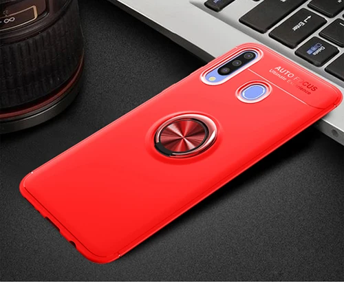 red Роскошный ударопрочный чехол для телефона huawei honor nova 5T Чехол-держатель Матовый силиконовый чехол с магнитным кольцом для honor nova 5t 5T Coque - Цвет: red