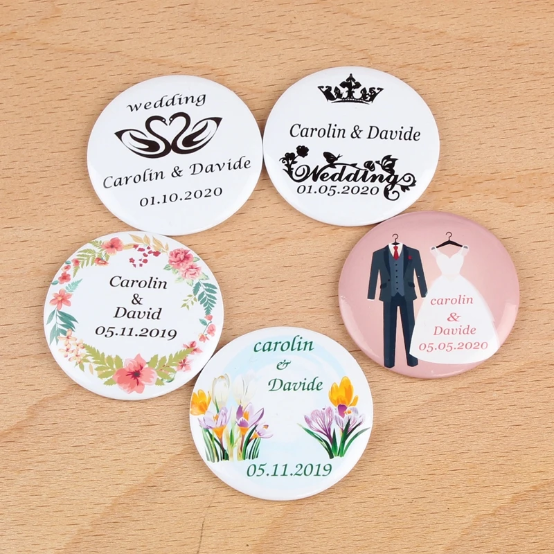 30 шт персонализированные Жених имя Дата индивидуальные макияж зеркало свадебный