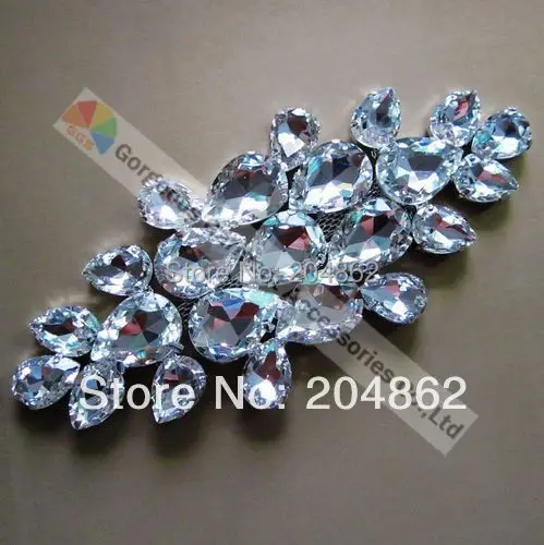 1 X потрясающий прозрачный стекло стразы Хрустальный пояс аппликация серебряное