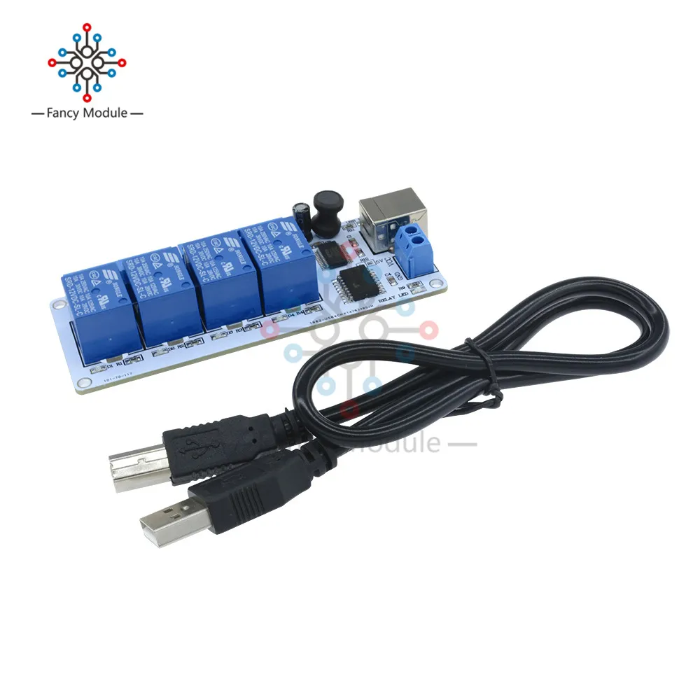 4 канальная Плата USB 5 в 12 В с модулем автоматизации для Arduino PIC DSP AVR кабелем|Реле| |
