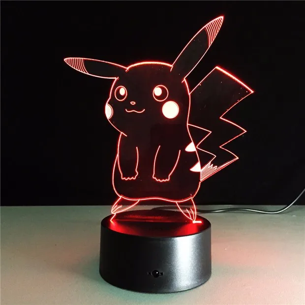 Pokemon 1 Bulbasaur 3D RGB лампа Pokemon Go экшн-фигурка визуальная Иллюзия светодиодный Праздничный Рождественский подарок Ночной светильник Прямая поставка Детский подарок - Испускаемый цвет: Pokemon 1