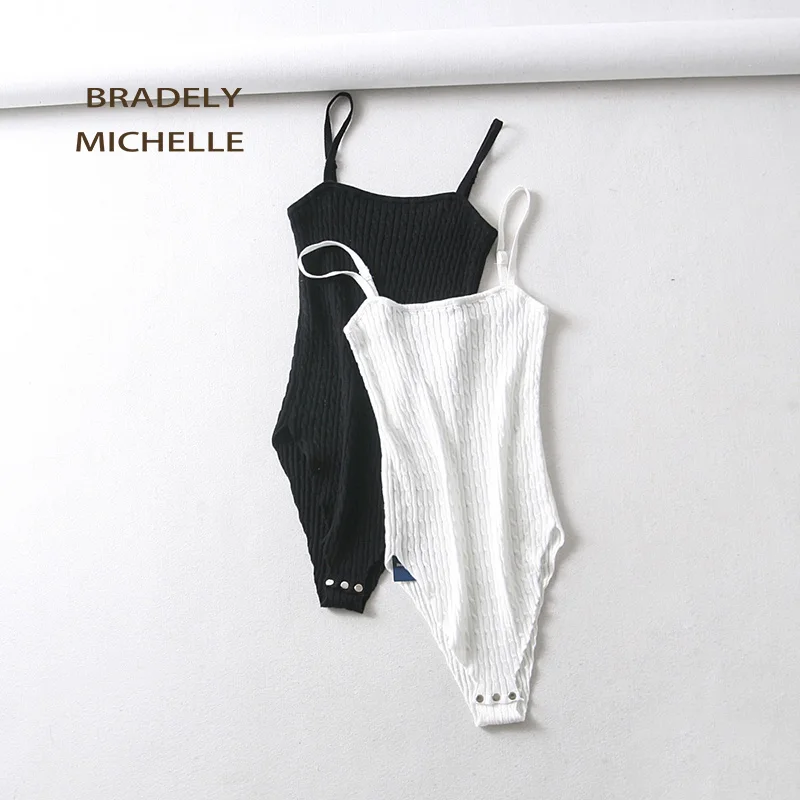 Женское трикотажное боди BRADELY MICHELLE облегающий Трикотажный Хлопковый топ на