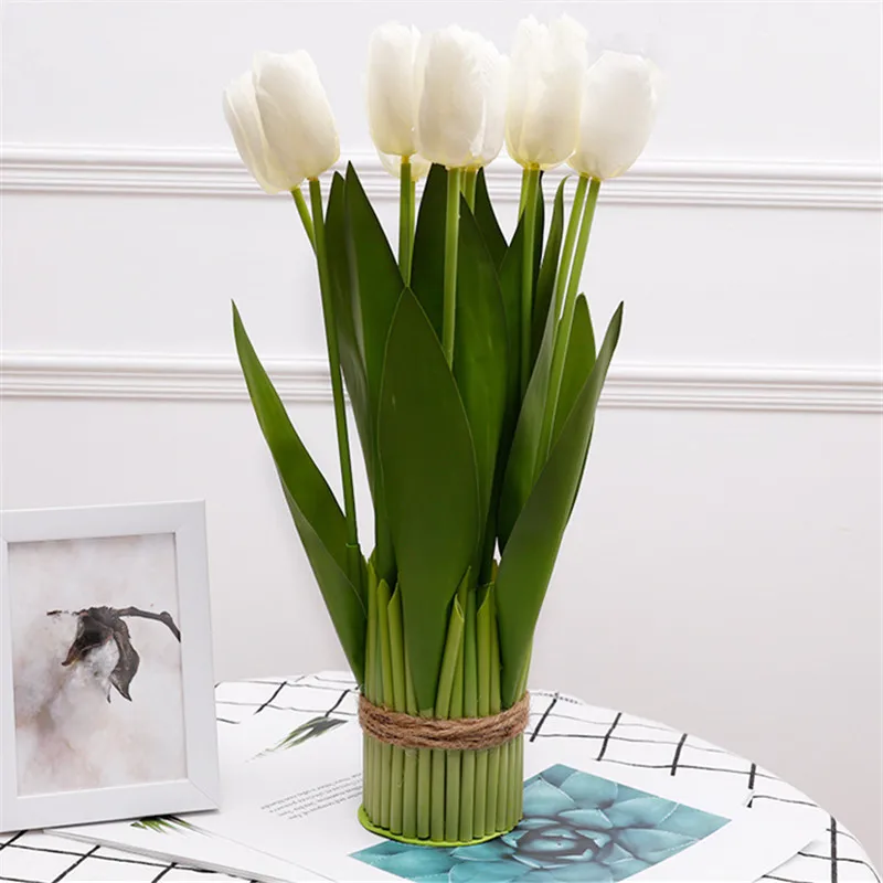 E Цветы искусственные тюльпаны искусственные искусственные цветы kunstblumen fleurs artificielles 12 головок горшках Tianshan тюльпан Крытый поддельные цветок ремесло сад дома - Цвет: E