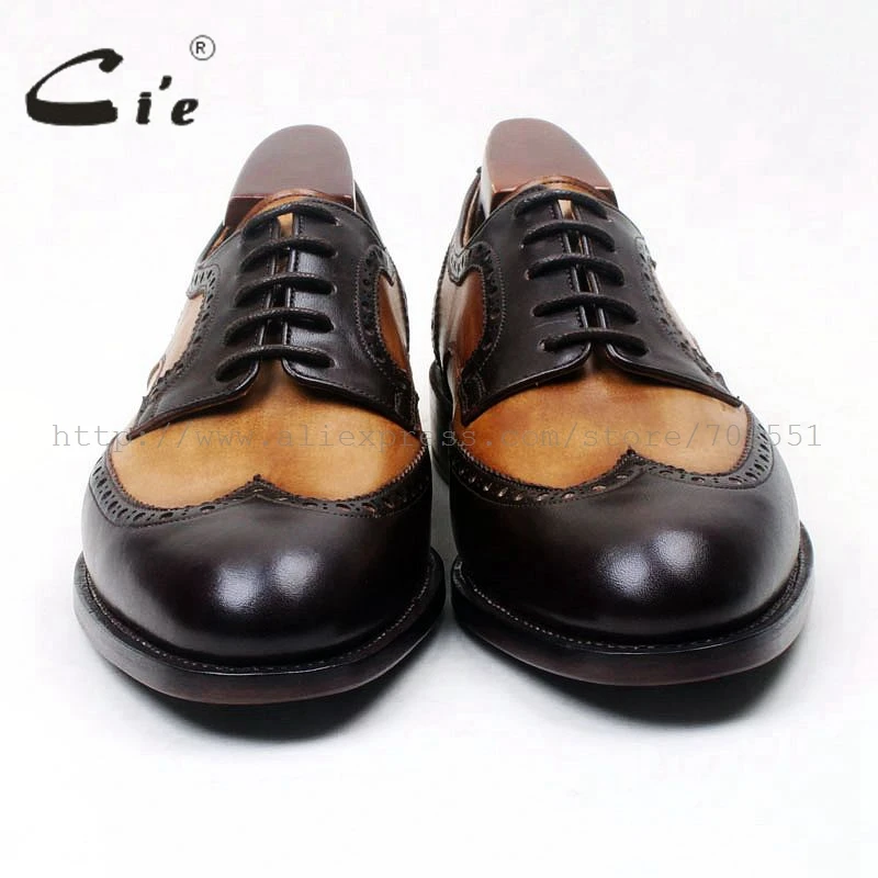Мужские дышащие туфли на шнуровке cie коричневые/черные с круглым носком 100%