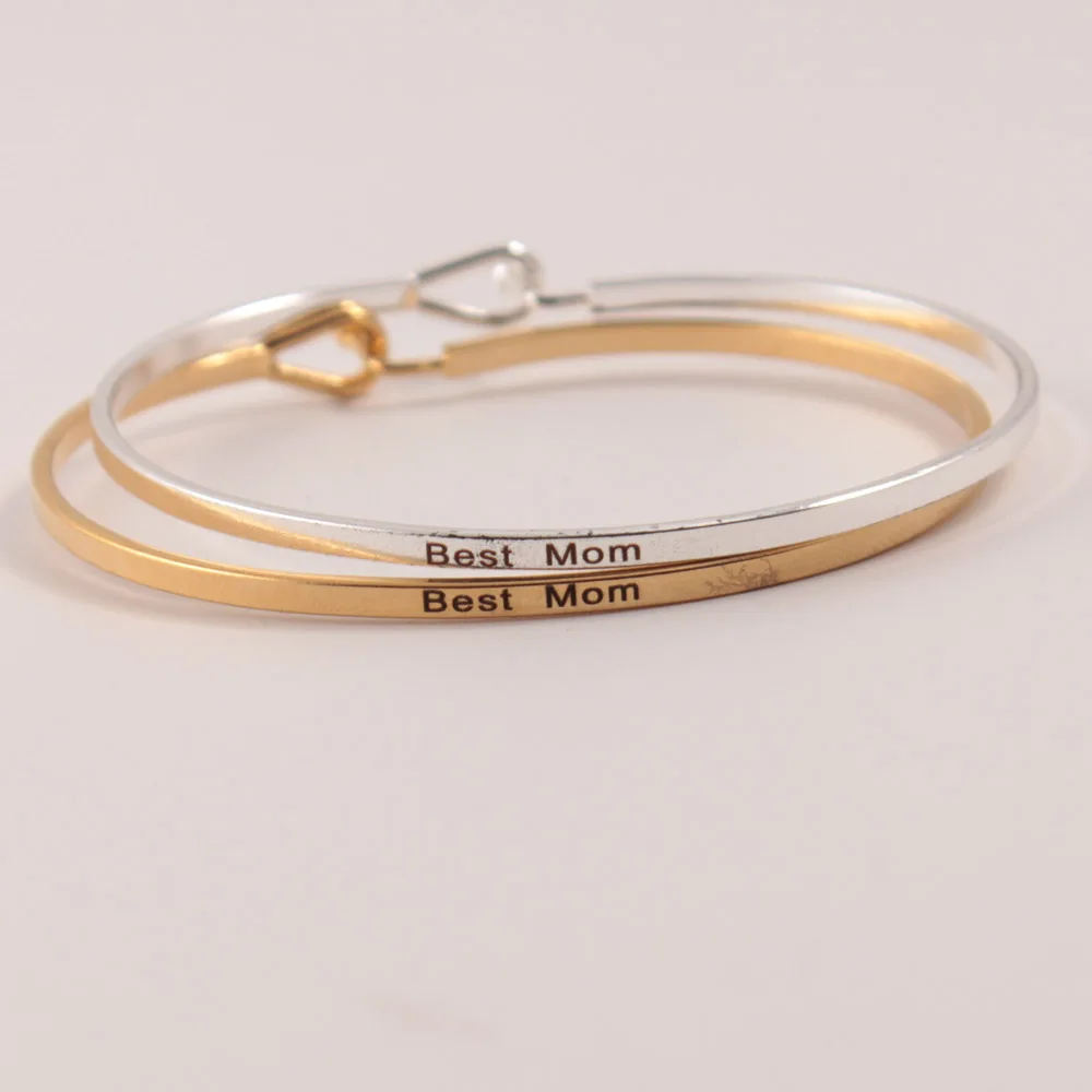 

10pcs Silver Gold Copper Bangles Positive Inspirational Bracelet Engraved Quotes Mantra Bracelet & Cuff Bangle for Women