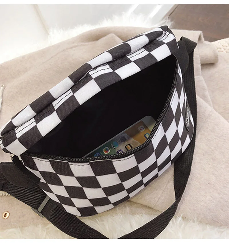Черно-белая поясная сумка в сетку Bananka Fanny Pack диагональная поясная сумка удобная поясная Сумка внешняя простота женские нагрудные сумки