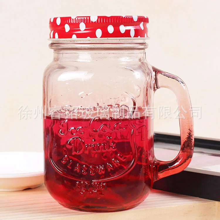 400ml Creative color gradually changing Mason cup cock water and juice tea bottle my cute | Дом и сад