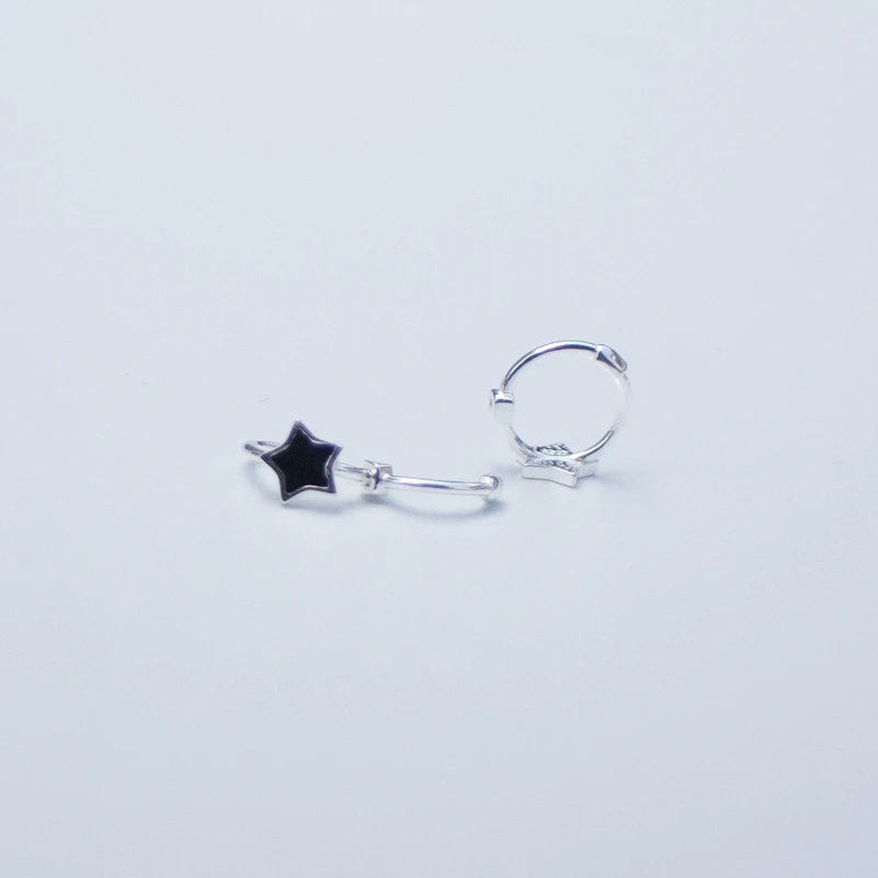 Серьги из стерлингового серебра s925 пробы черные серьги в виде звезд с пряжкой