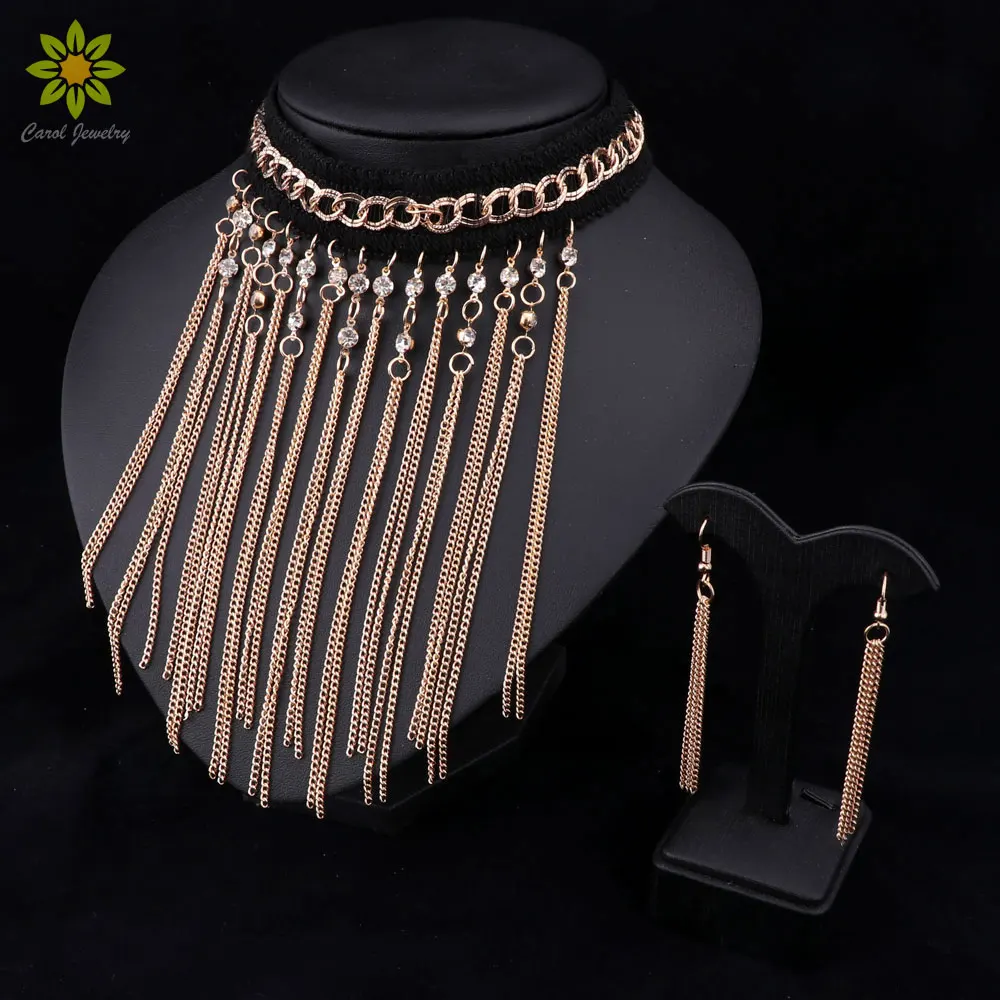 Модные ювелирные наборы эффектные хрустальные кисточки