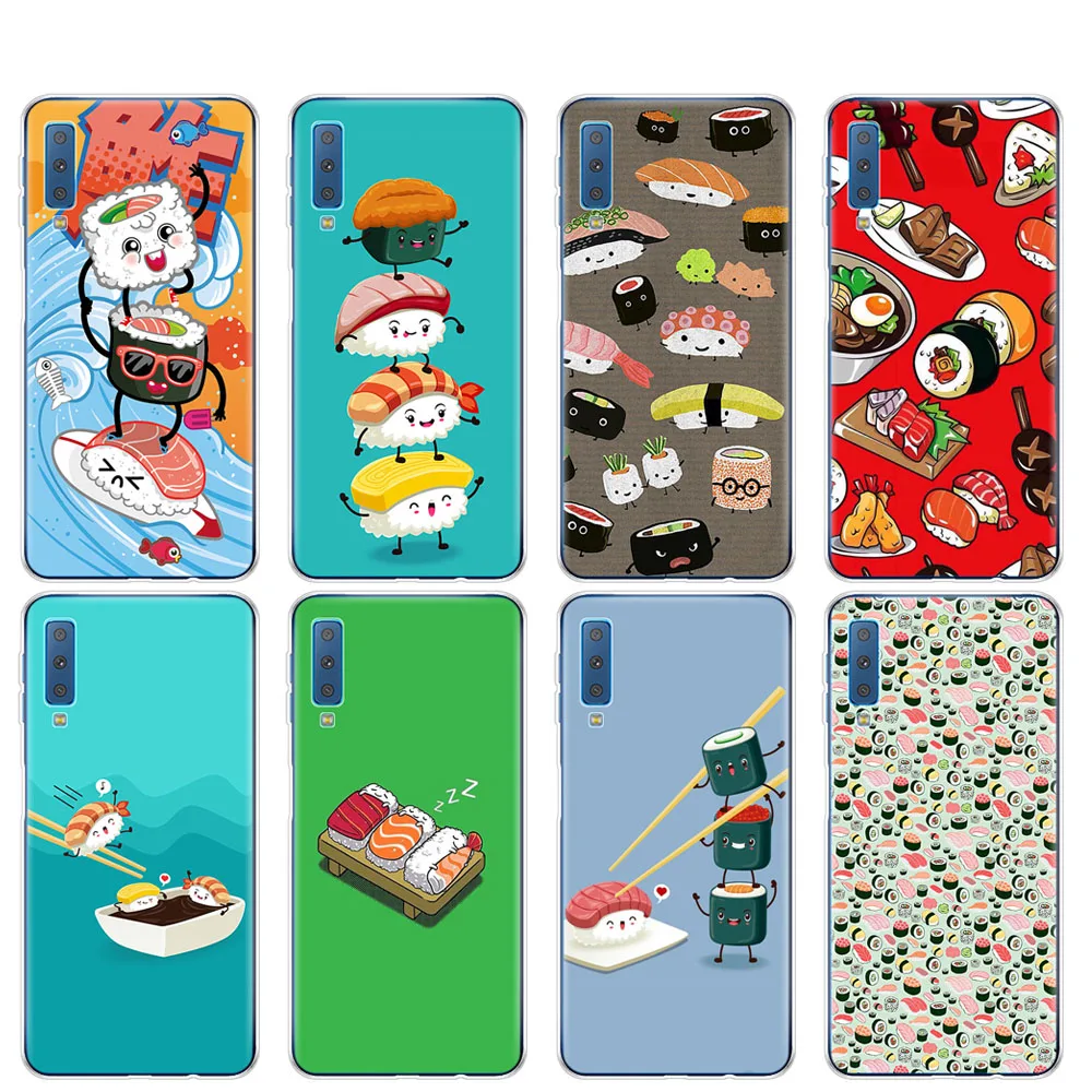 Case For Samsung A50 Galaxy A60 A10 A30 A40 A70 A 50 2019 A9 A7 2018 Japanese cuisine Sushi food | Мобильные телефоны и